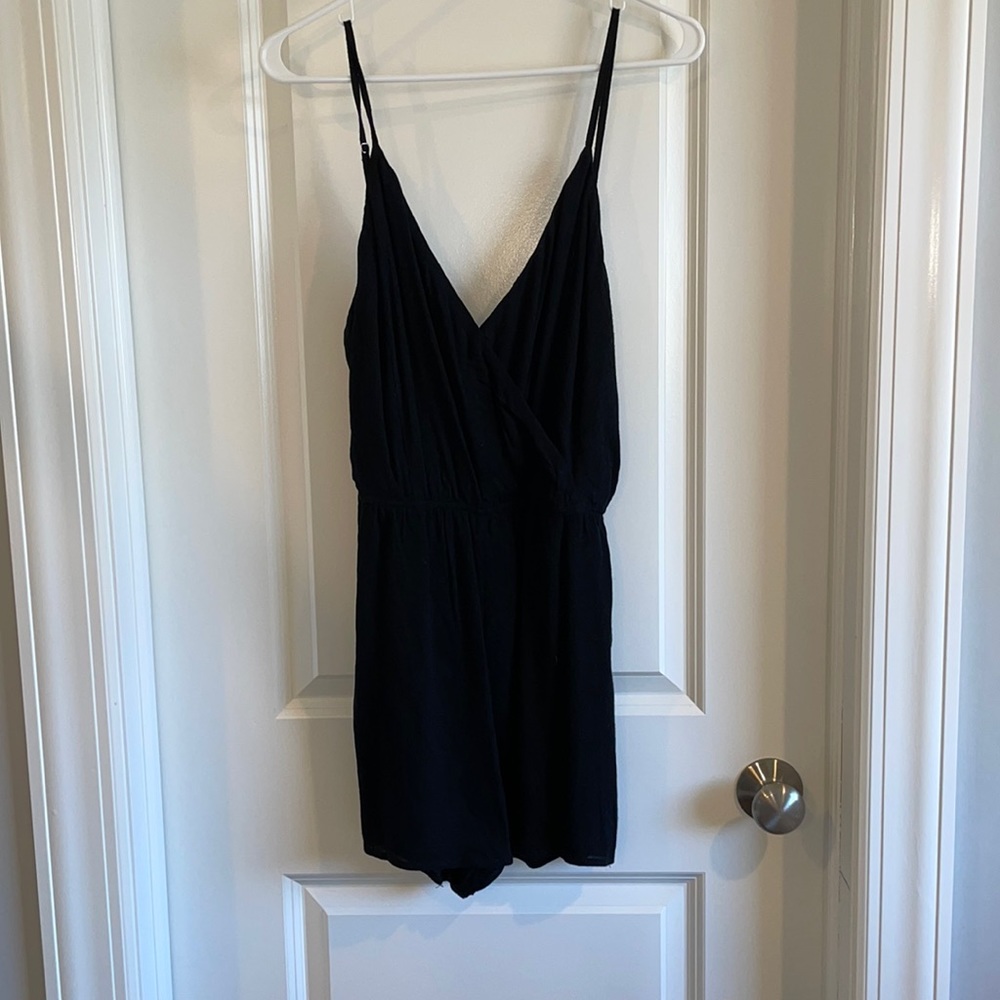 Lulus Indie Black Surplice Romper size large